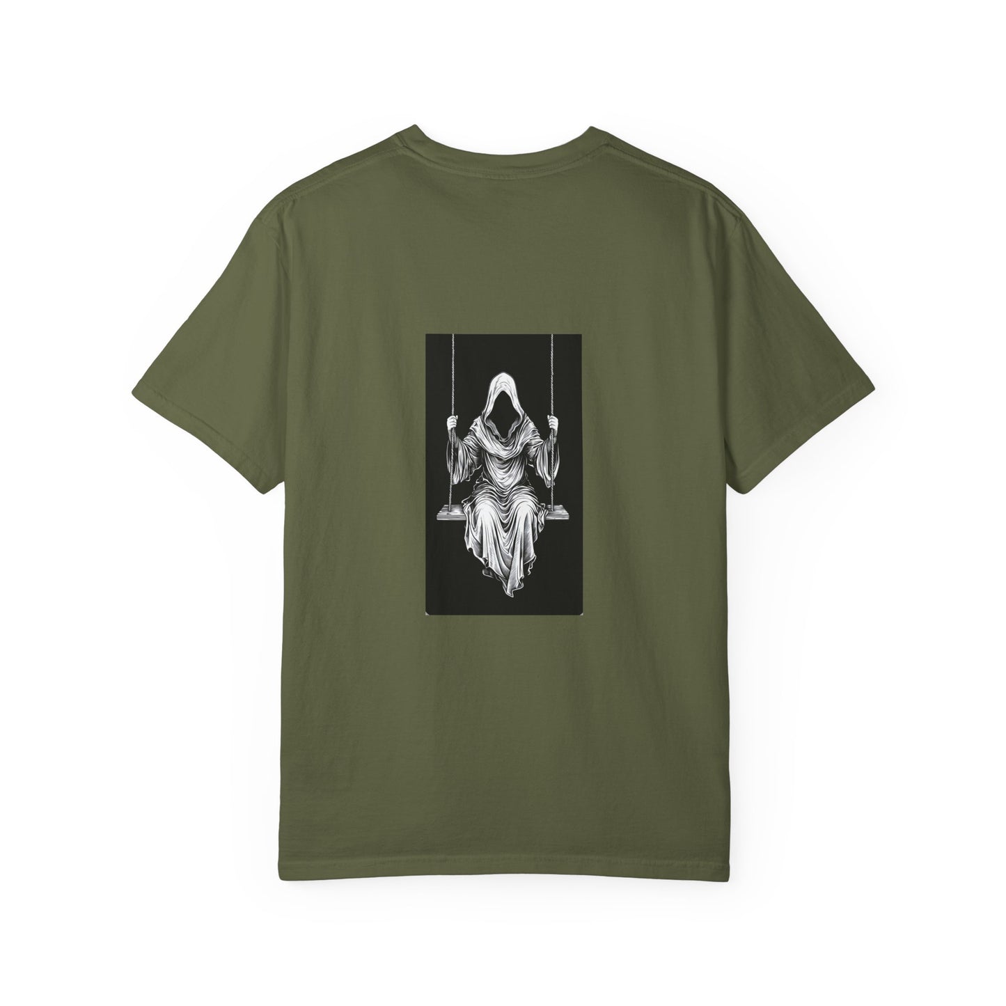 Eerie Swinging Specter T-shirt | Unisex Gothic Apparel, Halloween Costume, Spooky Gift, Unique Graphic Tee, Dark Aesthetic Fashion