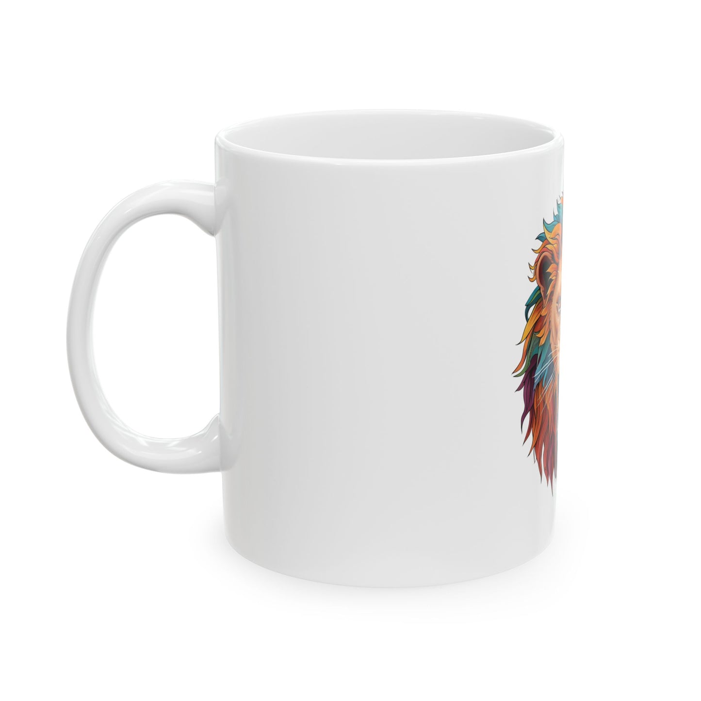 Colorful Lion Mug | Animal Lover Gift, Coffee Cup, Wildlife Decor, Unique Tea Mug, Vibrant Ceramic Drinkware