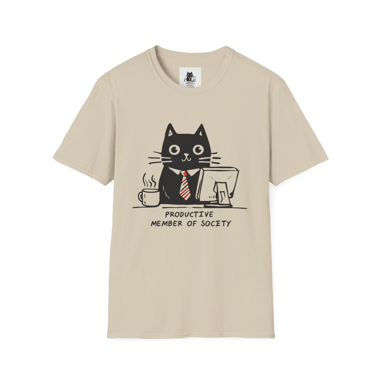 Funny Cat T-Shirt, Cat Lover Gift, Productive Member of Society Tee, Cute Office Humor Shirt, Unisex Softstyle Clothing