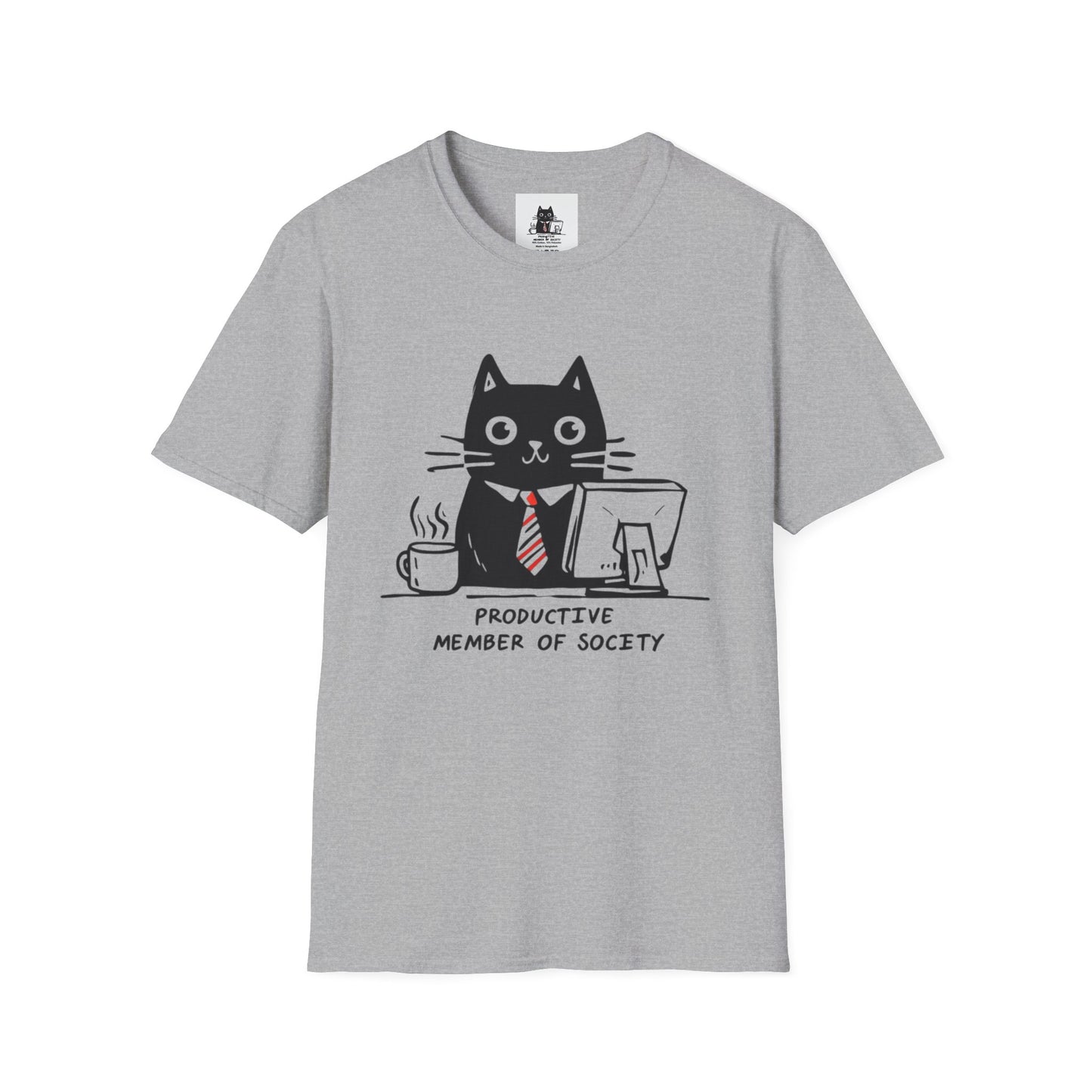 Funny Cat T-Shirt, Cat Lover Gift, Productive Member of Society Tee, Cute Office Humor Shirt, Unisex Softstyle Clothing