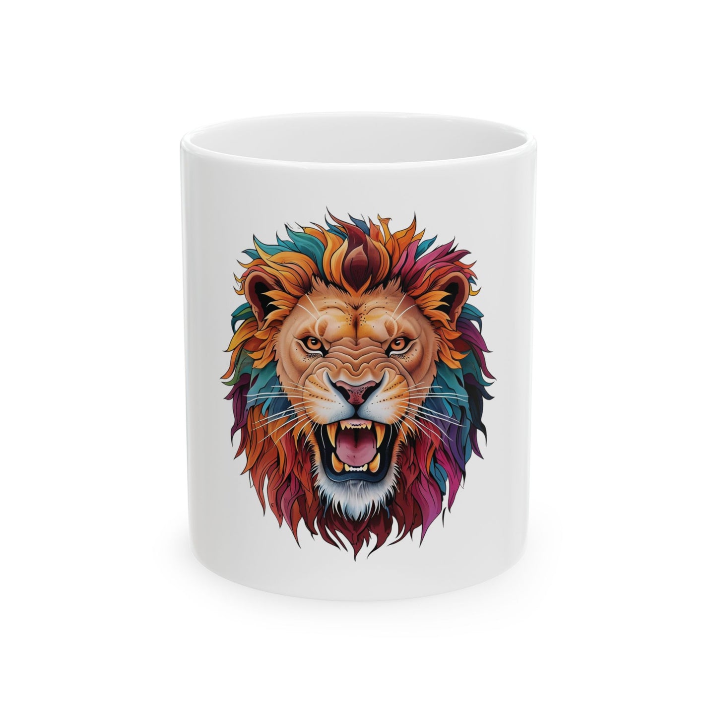 Colorful Lion Mug | Animal Lover Gift, Coffee Cup, Wildlife Decor, Unique Tea Mug, Vibrant Ceramic Drinkware