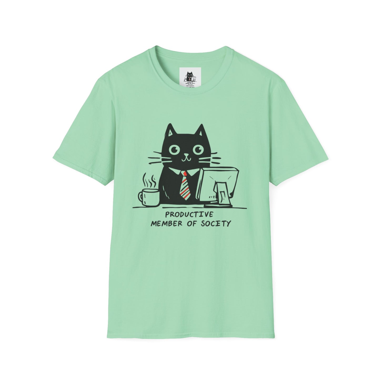 Funny Cat T-Shirt, Cat Lover Gift, Productive Member of Society Tee, Cute Office Humor Shirt, Unisex Softstyle Clothing