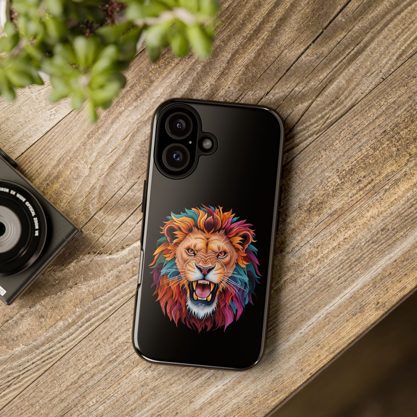 Colorful Lion Phone Case, Tough Cell Phone Cover, Wild Animal Protector, Durable Phone Accessory, Unique Gift for Animal Lovers