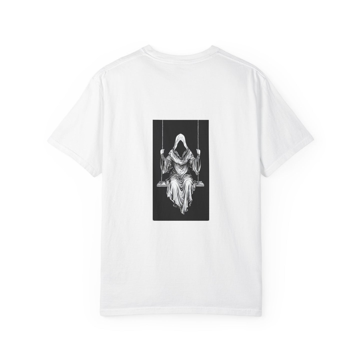 Eerie Swinging Specter T-shirt | Unisex Gothic Apparel, Halloween Costume, Spooky Gift, Unique Graphic Tee, Dark Aesthetic Fashion