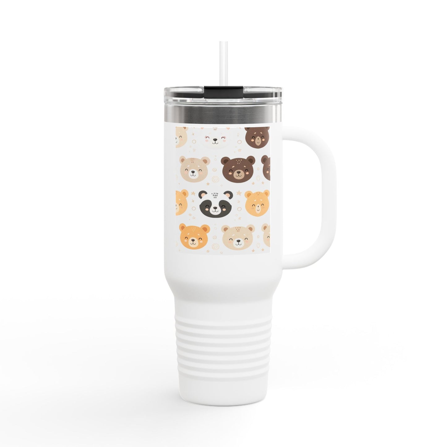 Cute Bear Insulated Travel Mug | 40oz Coffee Cup, Personalized Drinkware, Animal Mug Gift, Eco-Friendly Tumbler, Perfect for Kids & Adults
