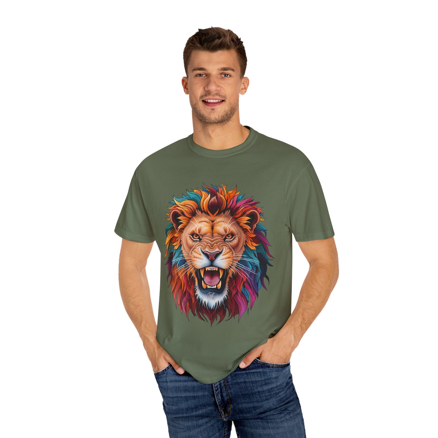 Vibrant Lion Graphic T-Shirt | Unisex Tee for Animal Lovers, Gift for Nature Enthusiasts, Casual Style, Eco-Friendly Apparel