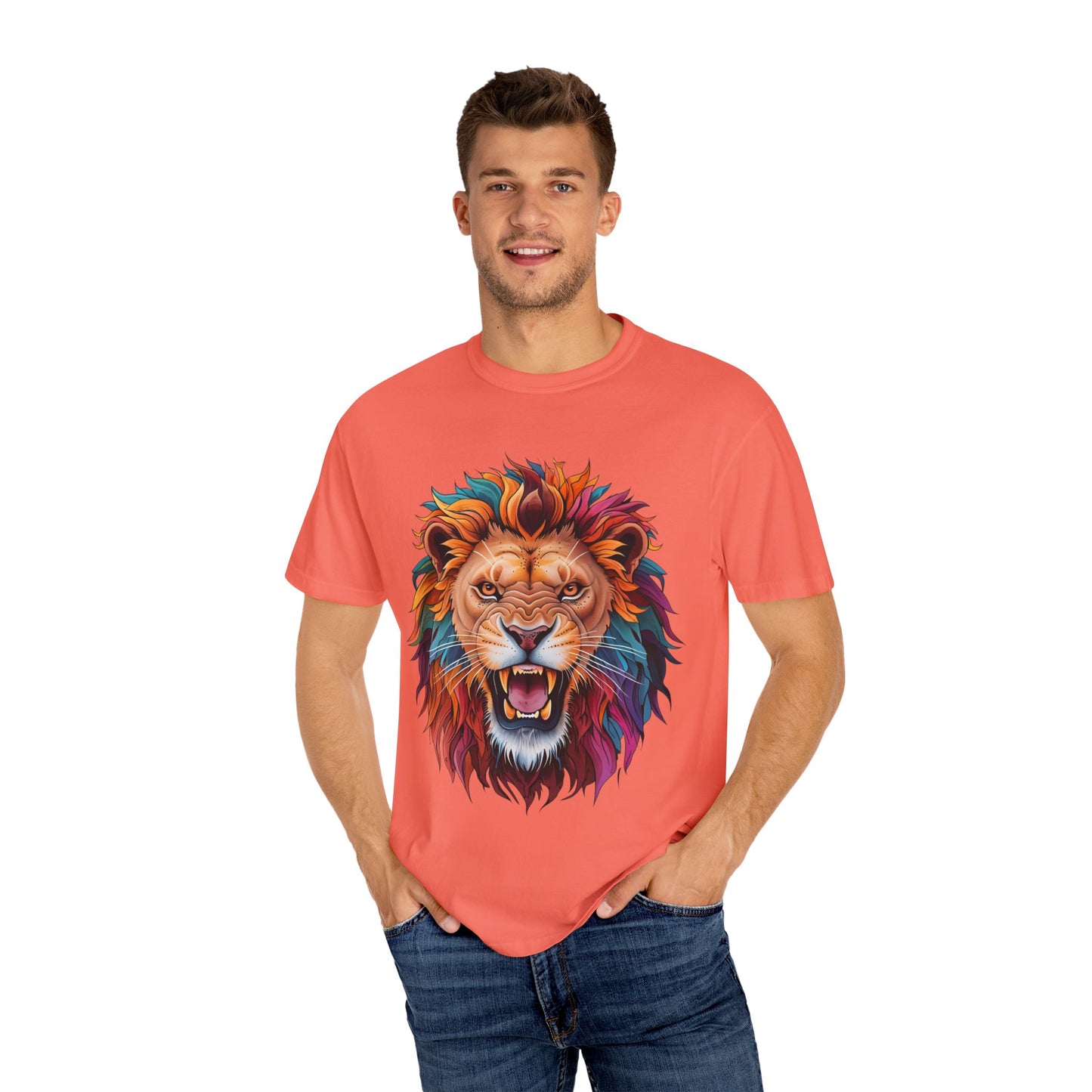 Vibrant Lion Graphic T-Shirt | Unisex Tee for Animal Lovers, Gift for Nature Enthusiasts, Casual Style, Eco-Friendly Apparel