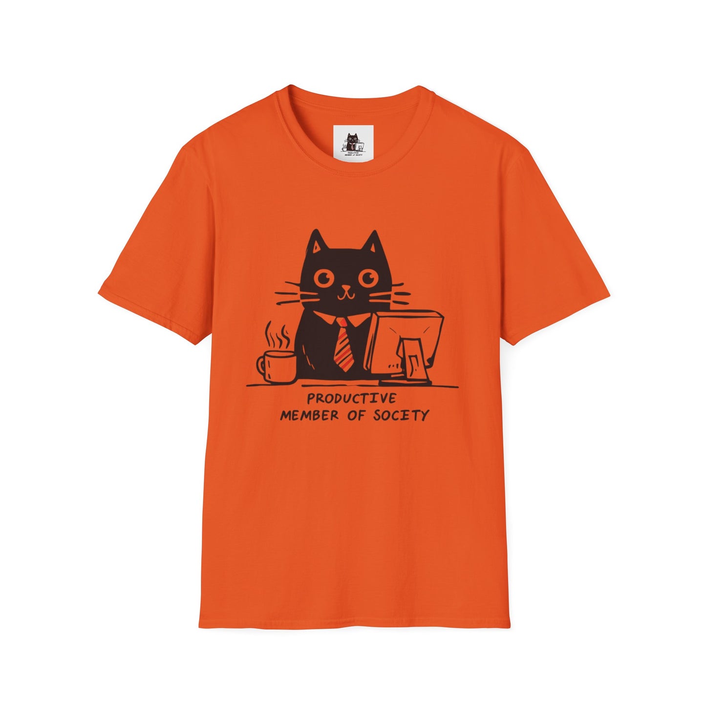Funny Cat T-Shirt, Cat Lover Gift, Productive Member of Society Tee, Cute Office Humor Shirt, Unisex Softstyle Clothing