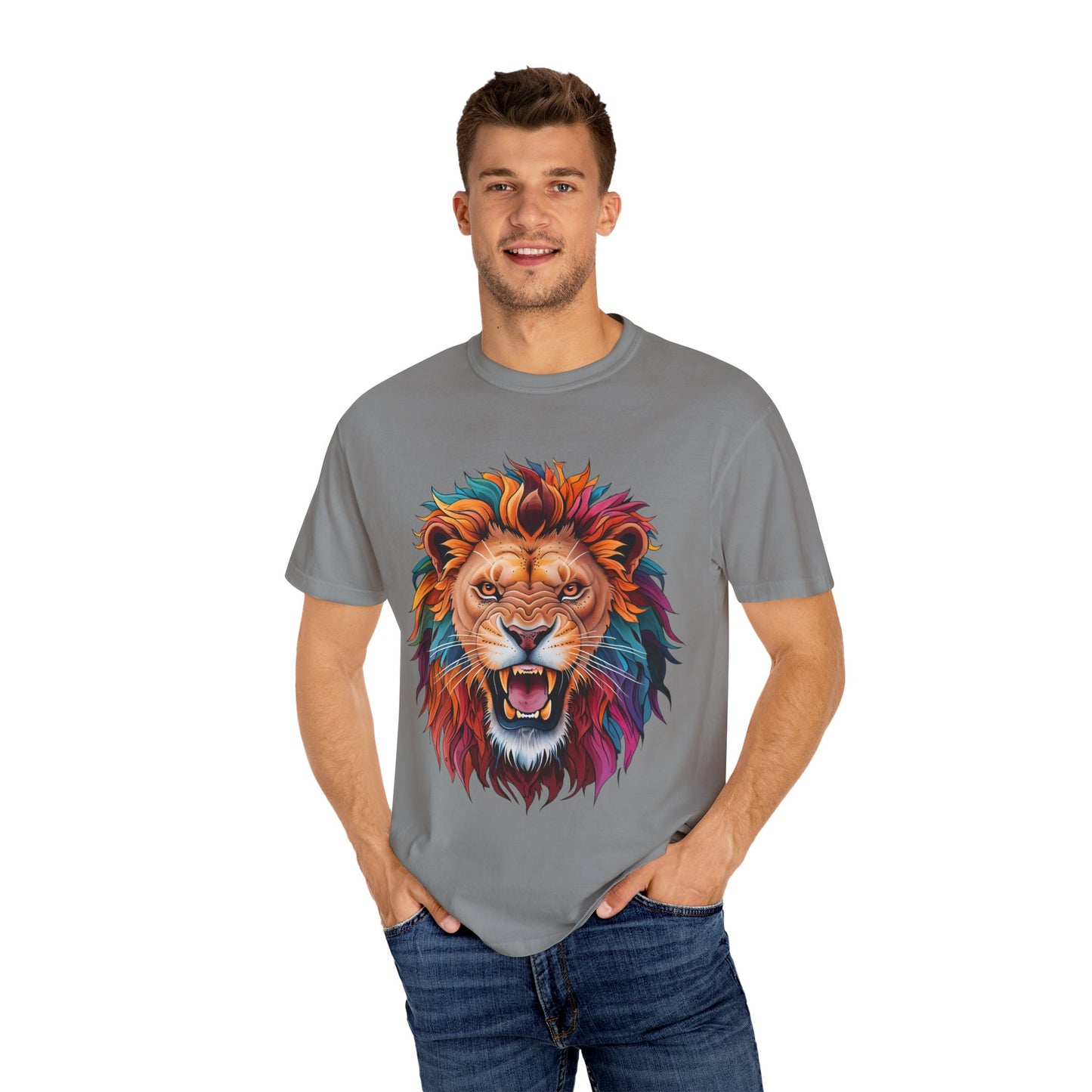 Vibrant Lion Graphic T-Shirt | Unisex Tee for Animal Lovers, Gift for Nature Enthusiasts, Casual Style, Eco-Friendly Apparel
