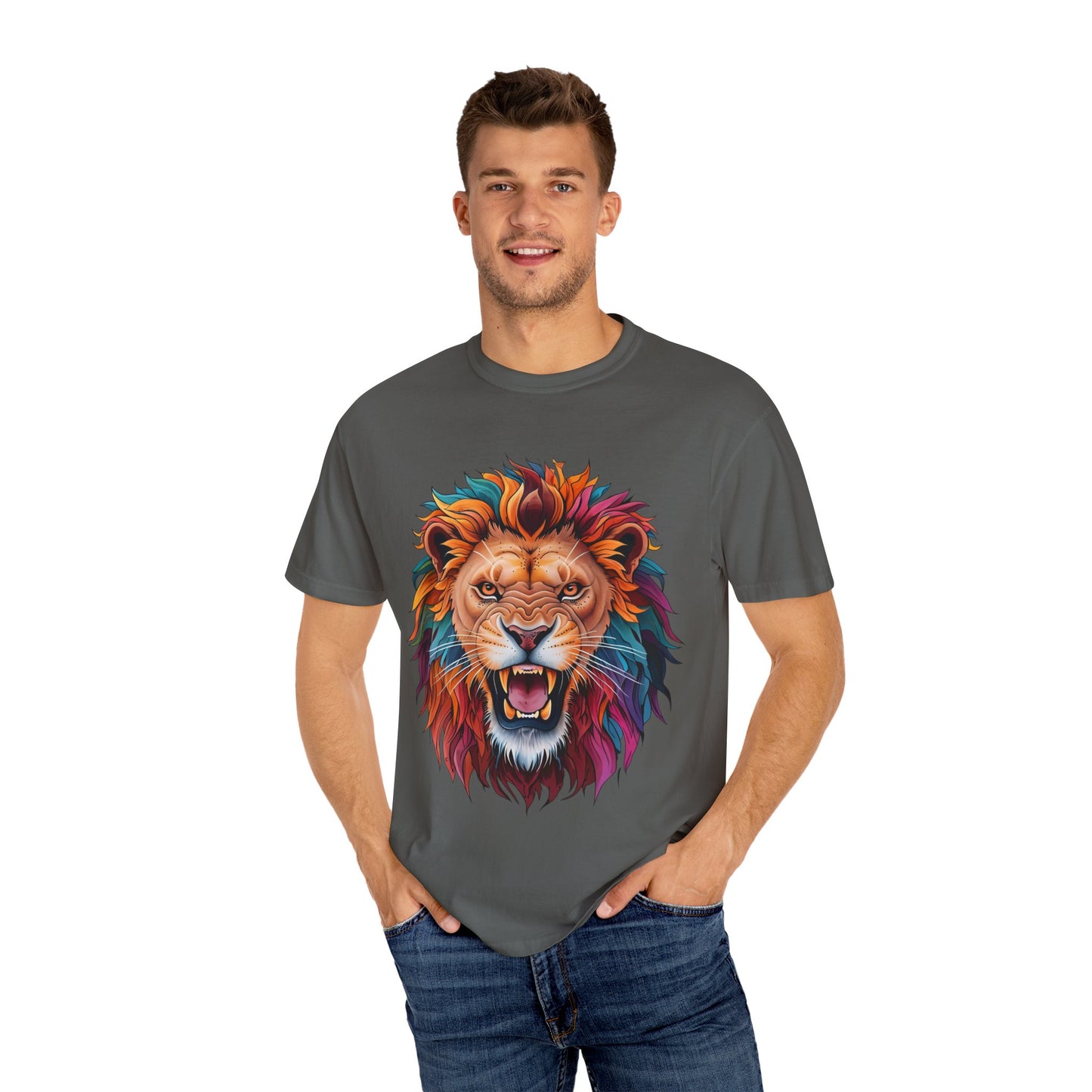 Vibrant Lion Graphic T-Shirt | Unisex Tee for Animal Lovers, Gift for Nature Enthusiasts, Casual Style, Eco-Friendly Apparel