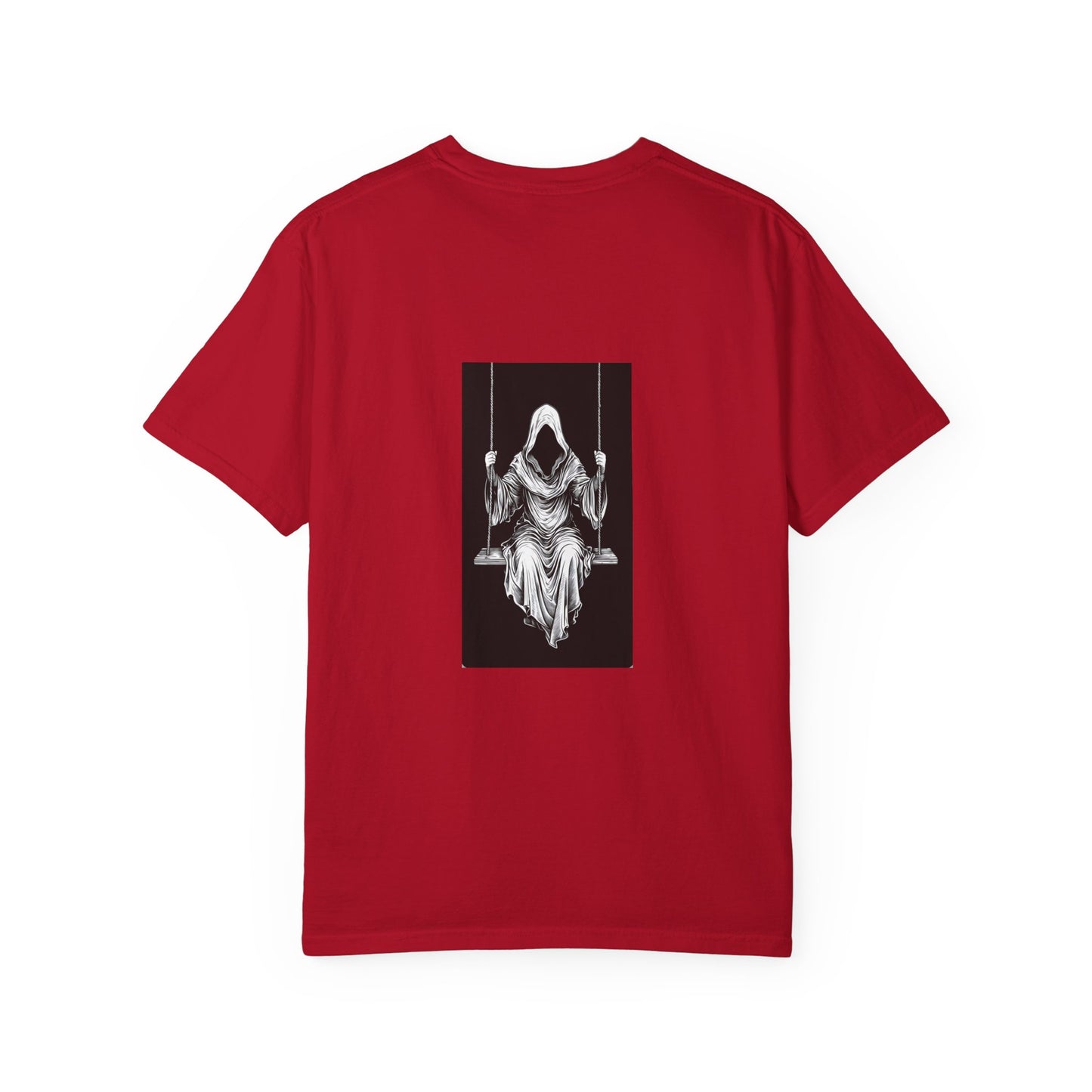 Eerie Swinging Specter T-shirt | Unisex Gothic Apparel, Halloween Costume, Spooky Gift, Unique Graphic Tee, Dark Aesthetic Fashion