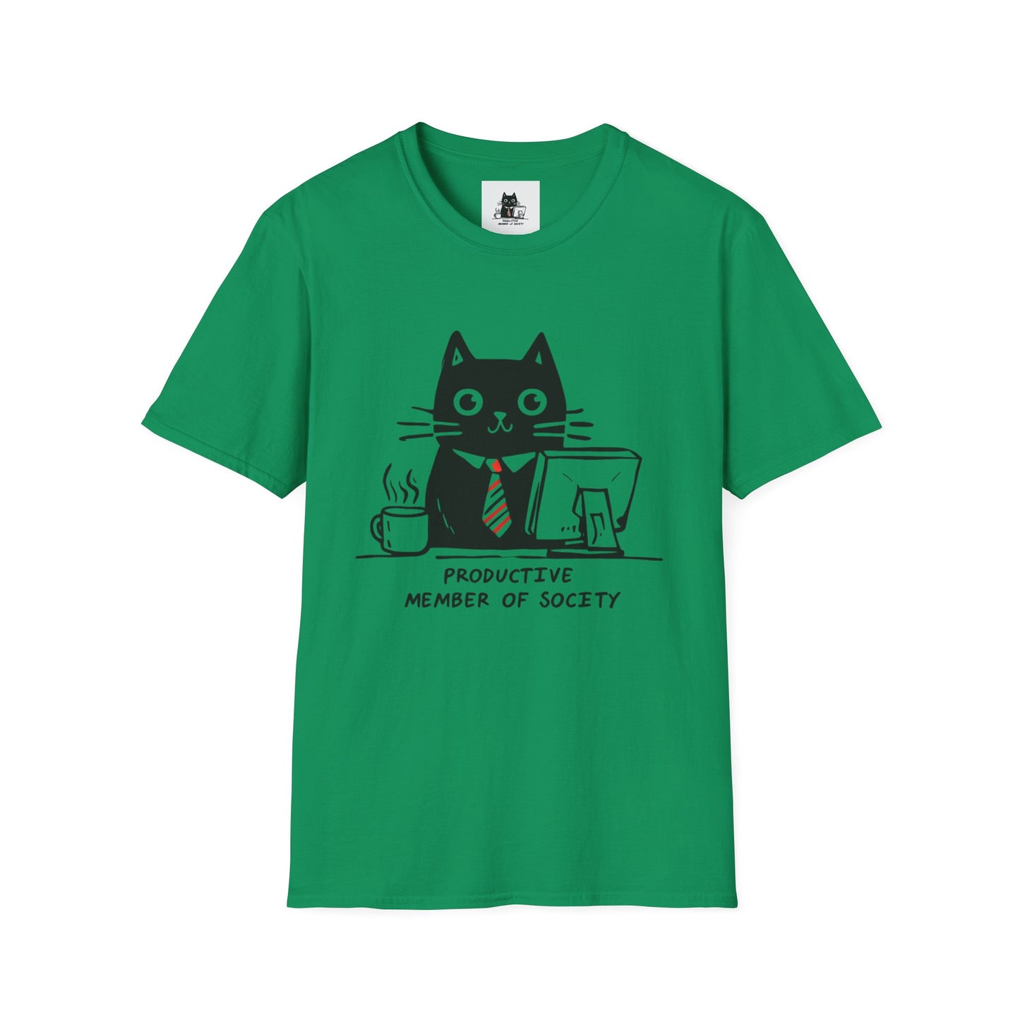 Funny Cat T-Shirt, Cat Lover Gift, Productive Member of Society Tee, Cute Office Humor Shirt, Unisex Softstyle Clothing