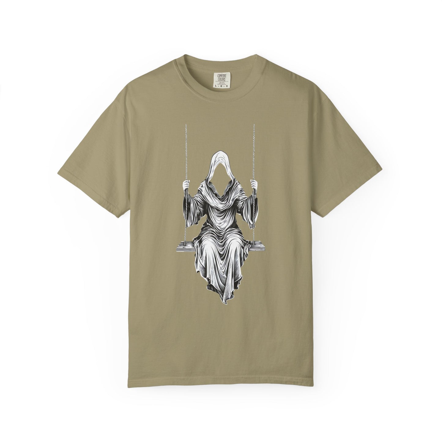 Eerie Swinging Specter T-shirt | Unisex Gothic Apparel, Halloween Costume, Spooky Gift, Unique Graphic Tee, Dark Aesthetic Fashion