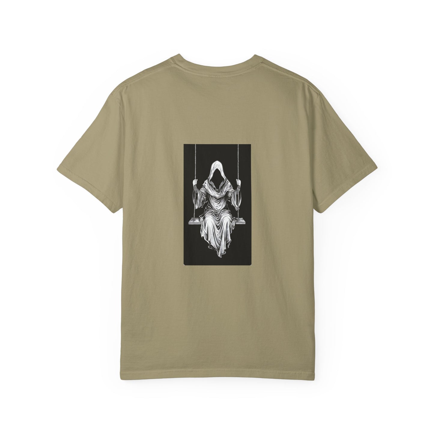 Eerie Swinging Specter T-shirt | Unisex Gothic Apparel, Halloween Costume, Spooky Gift, Unique Graphic Tee, Dark Aesthetic Fashion