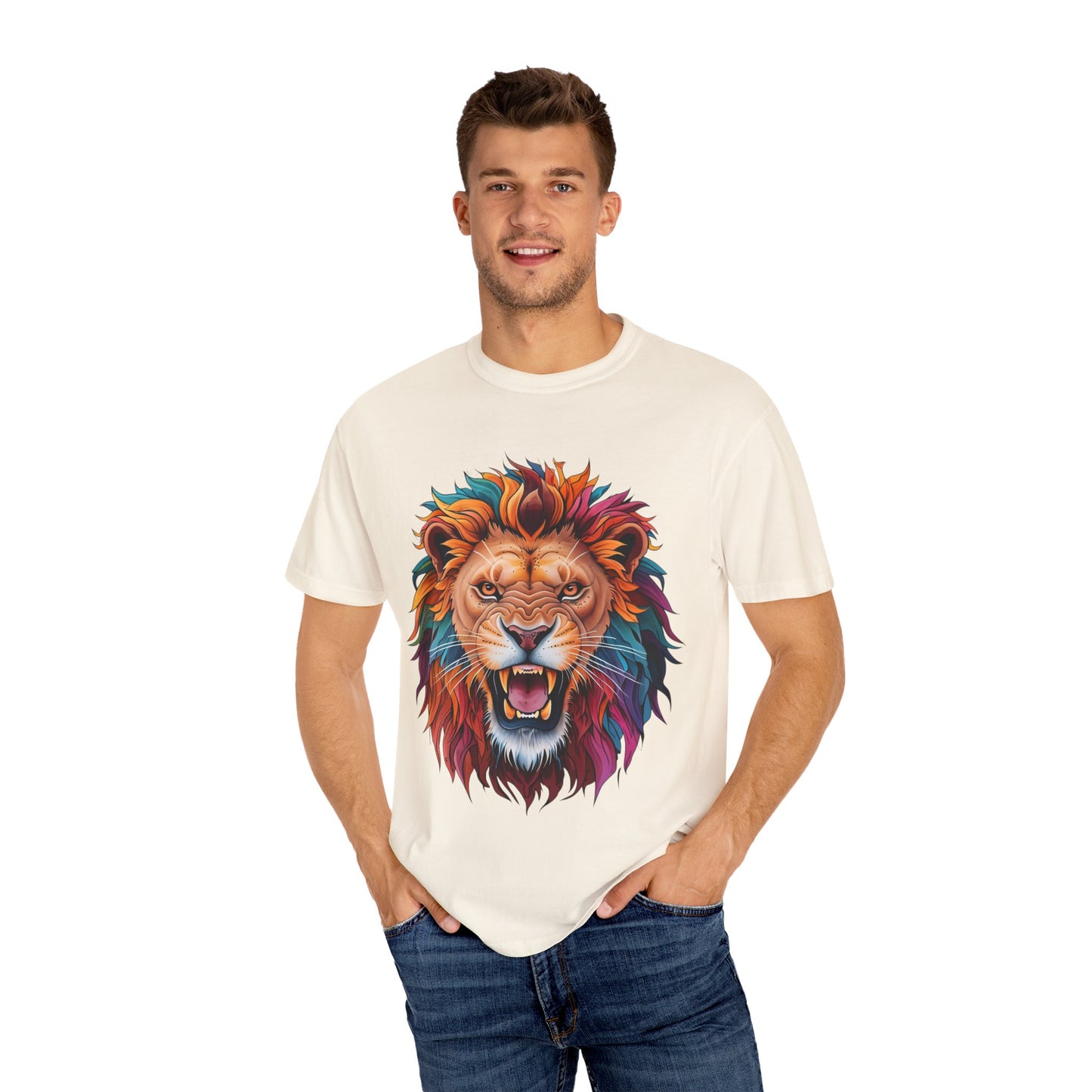 Vibrant Lion Graphic T-Shirt | Unisex Tee for Animal Lovers, Gift for Nature Enthusiasts, Casual Style, Eco-Friendly Apparel