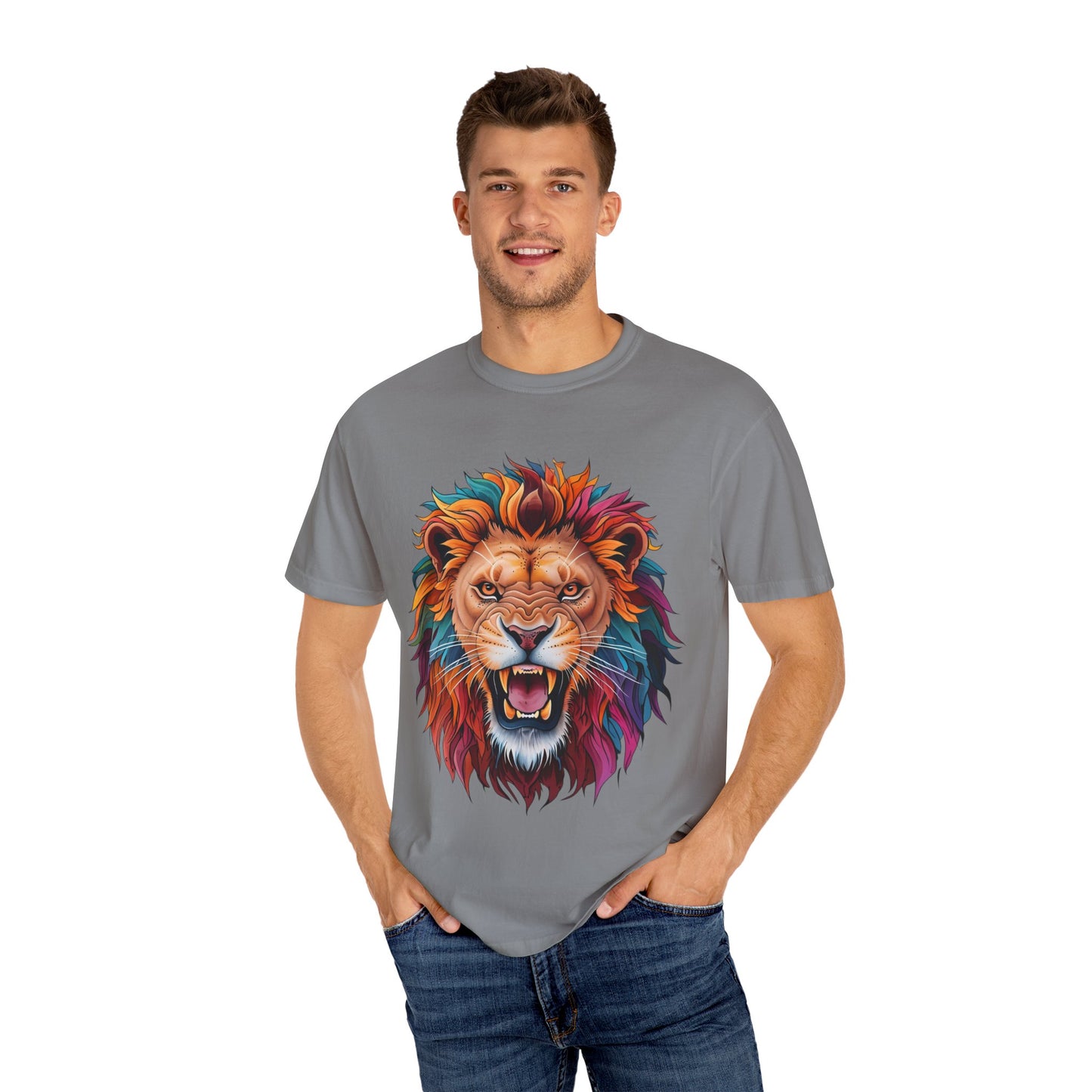 Vibrant Lion Graphic T-Shirt | Unisex Tee for Animal Lovers, Gift for Nature Enthusiasts, Casual Style, Eco-Friendly Apparel