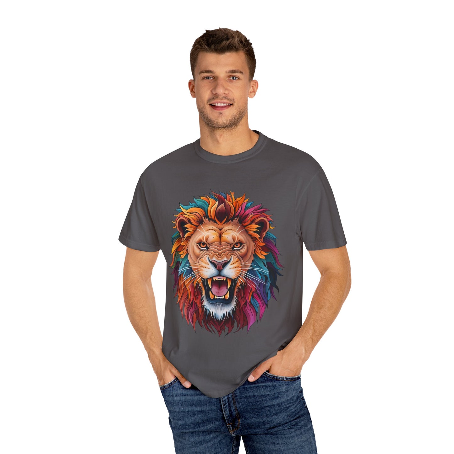 Vibrant Lion Graphic T-Shirt | Unisex Tee for Animal Lovers, Gift for Nature Enthusiasts, Casual Style, Eco-Friendly Apparel