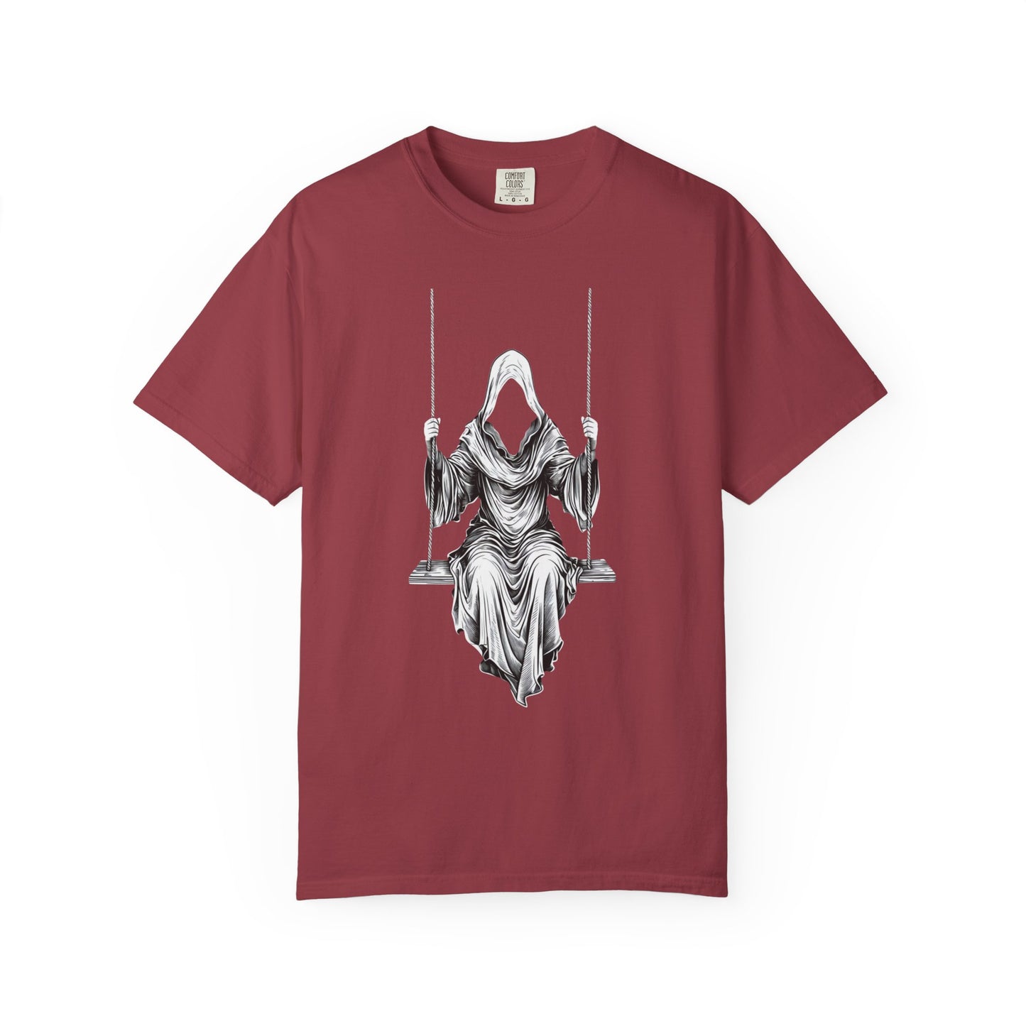 Eerie Swinging Specter T-shirt | Unisex Gothic Apparel, Halloween Costume, Spooky Gift, Unique Graphic Tee, Dark Aesthetic Fashion