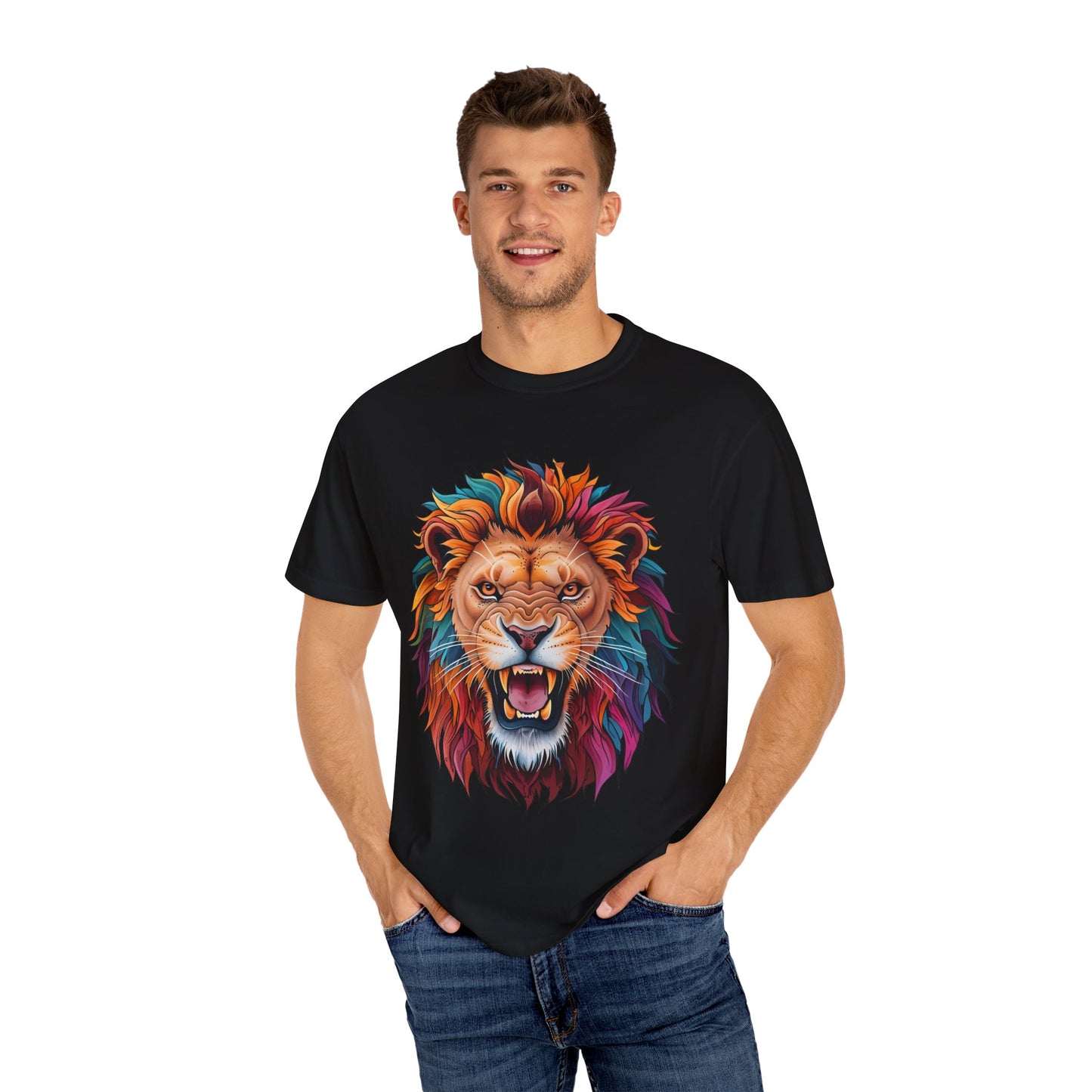 Vibrant Lion Graphic T-Shirt | Unisex Tee for Animal Lovers, Gift for Nature Enthusiasts, Casual Style, Eco-Friendly Apparel
