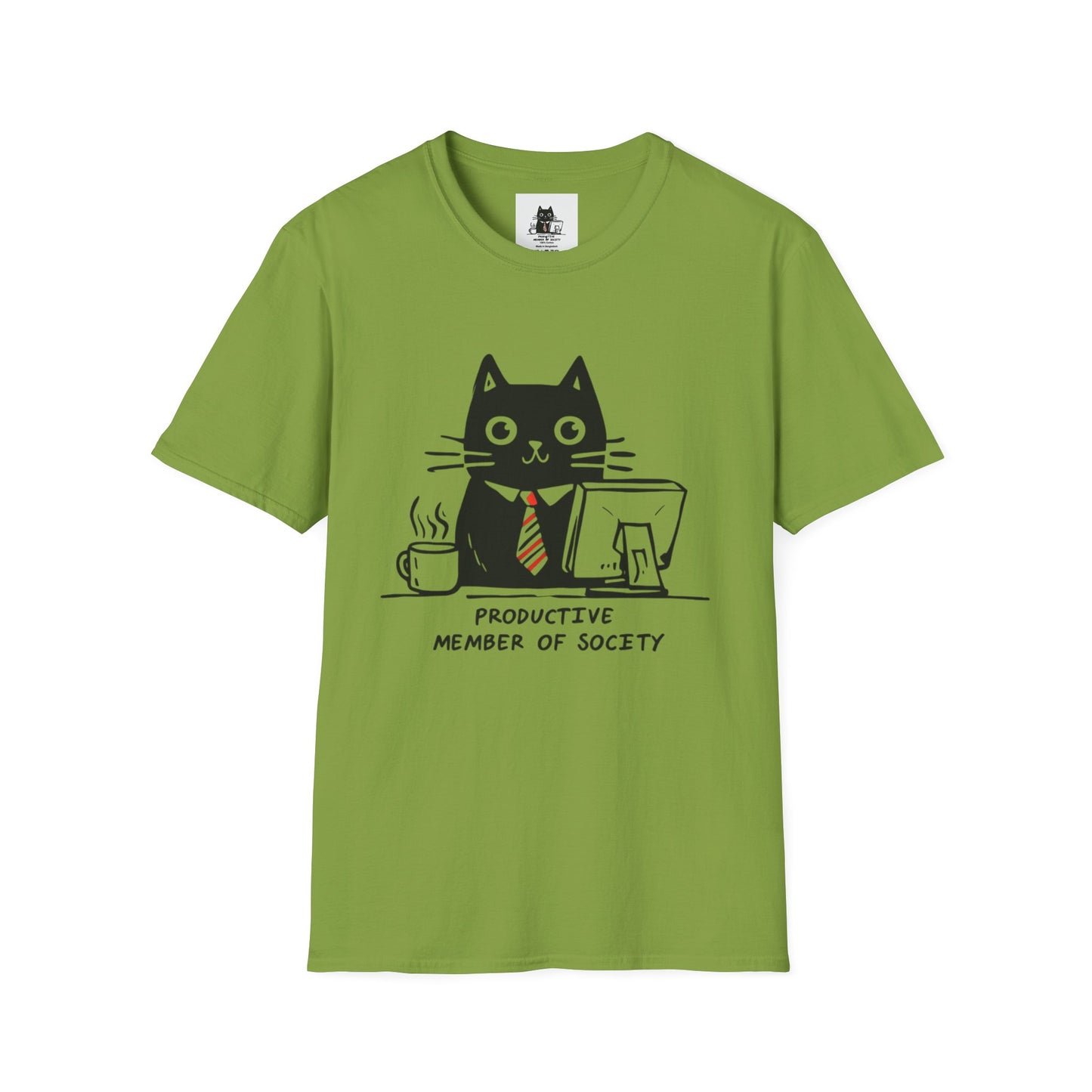 Funny Cat T-Shirt, Cat Lover Gift, Productive Member of Society Tee, Cute Office Humor Shirt, Unisex Softstyle Clothing
