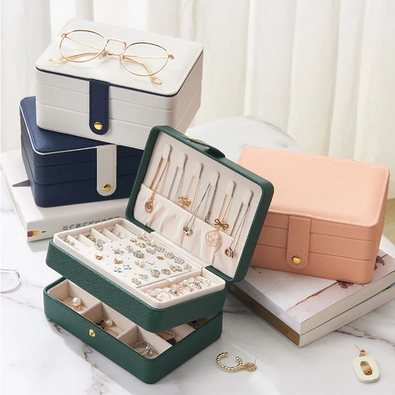 Double Layer Jewelry Organizer Display Travel Jewelry Storage Box Case Large Space Holder for Earrings Necklaces Women Gift Box