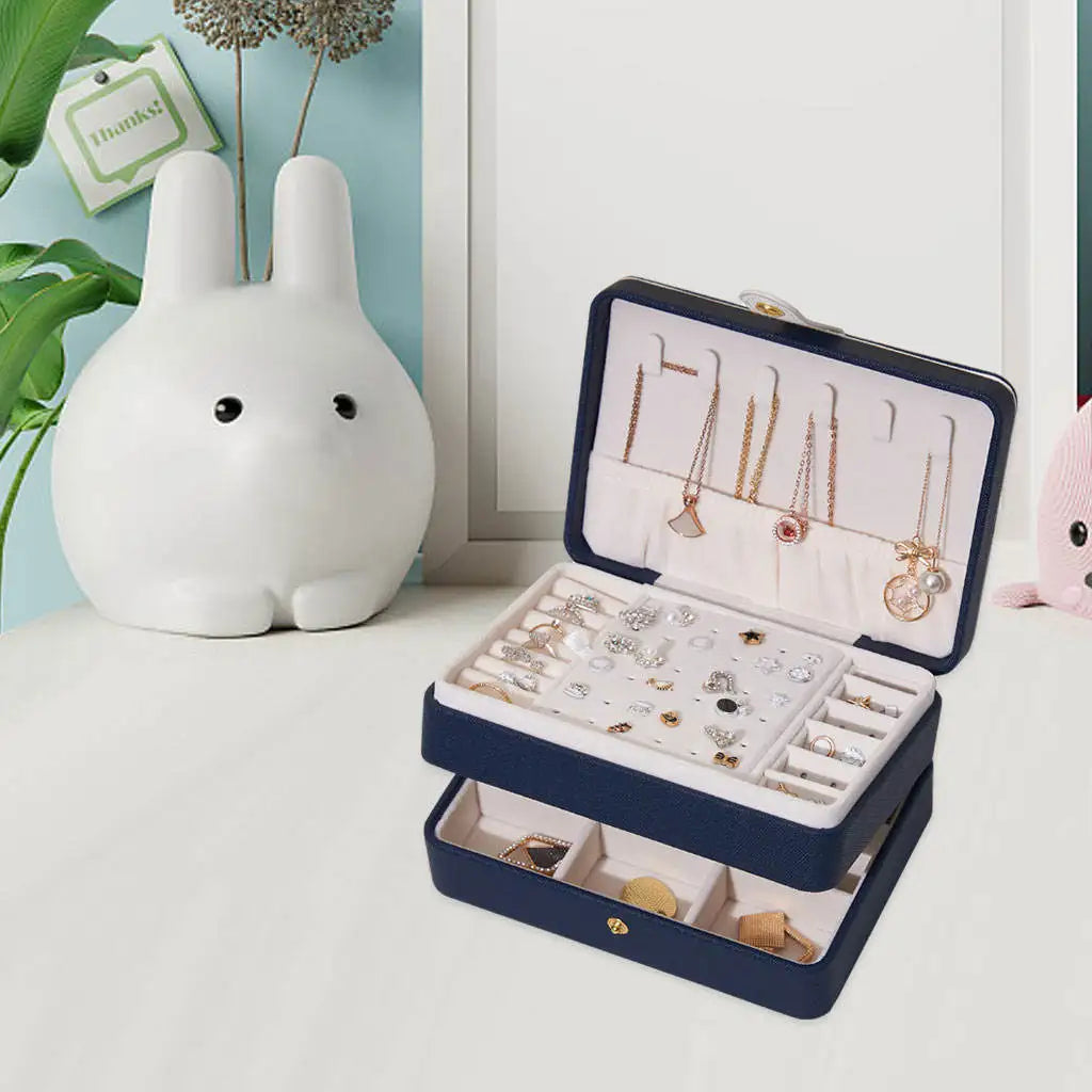 Double Layer Jewelry Organizer Display Travel Jewelry Storage Box Case Large Space Holder for Earrings Necklaces Women Gift Box