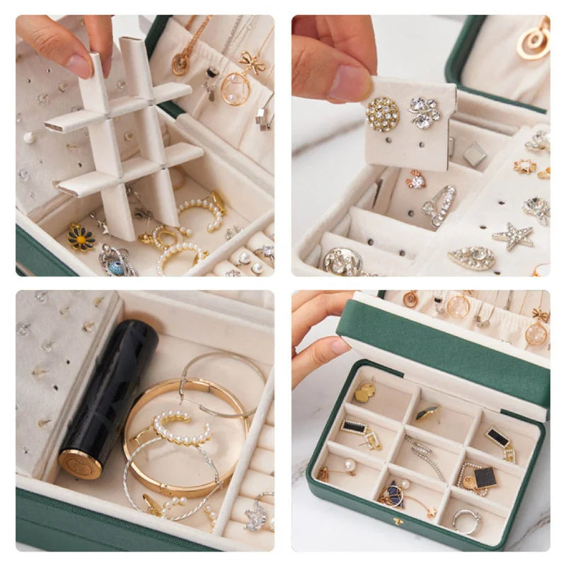 Double Layer Jewelry Organizer Display Travel Jewelry Storage Box Case Large Space Holder for Earrings Necklaces Women Gift Box