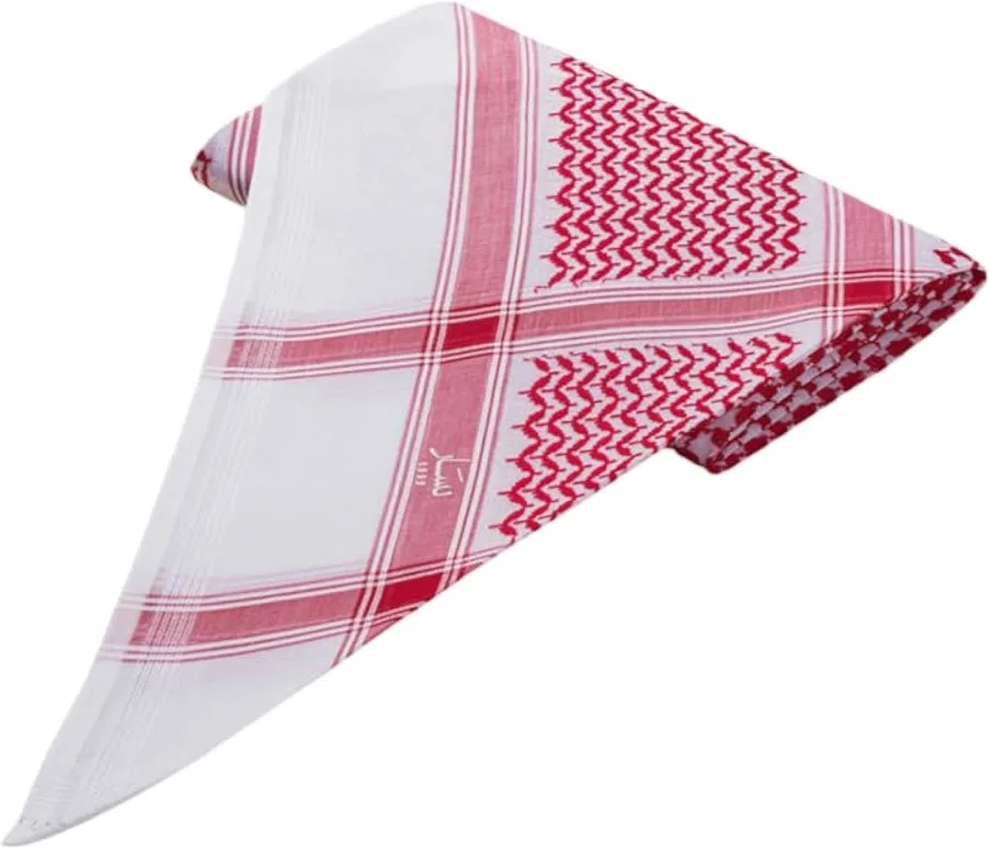 Luxury Saudi Shemagh for Men – Traditional Red & White Keffiyeh شماغ رجالي تقليدي – تصميم سعودي أنيق