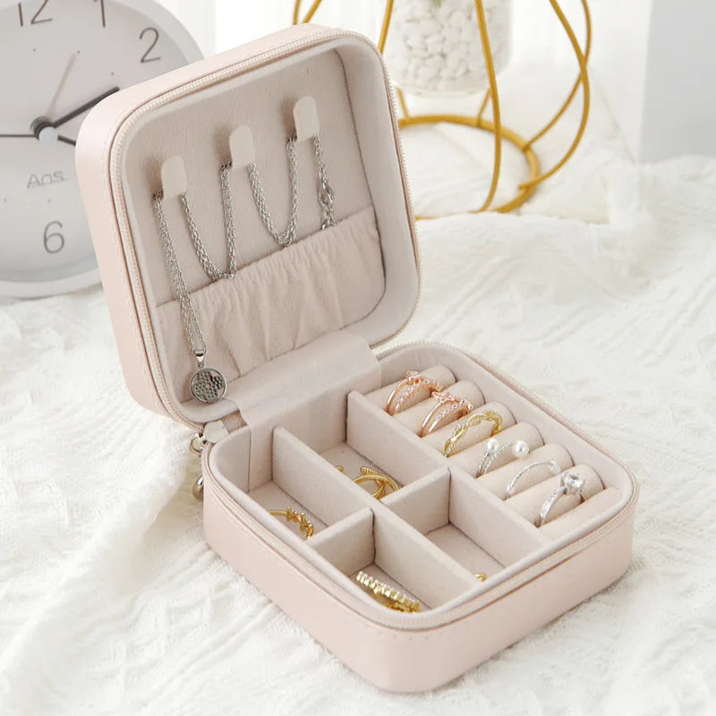 1pc Portable Jewelry Storage Box Home Travel Earrings Necklace Ring Jewelry Box Mini Layered Jewelry Display Case