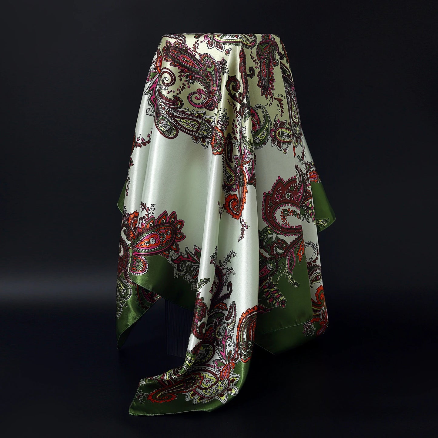 Fashion Square Silk Scarf Women Headband 90*90cm Print Neck Scarfs Office Hair Band Hand Kerchief Female Bandana Headwear