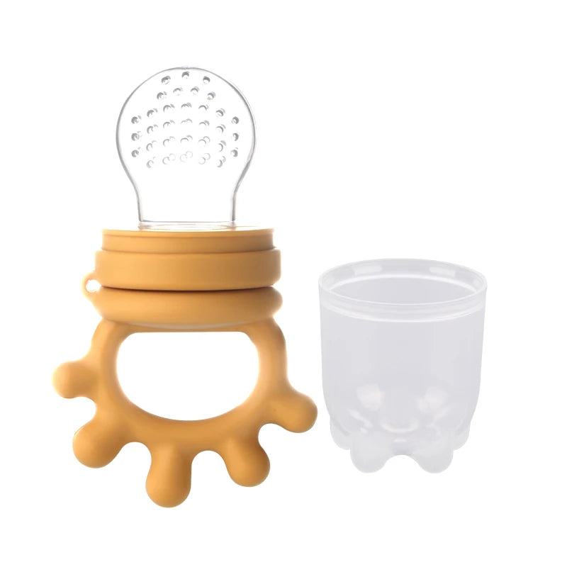 Baby Silicone Fruit Feeder with Cover Baby Mesh Bag Nipple Fresh Food Vegetable Supplement Soother Feeding Teething Pacifier Toy