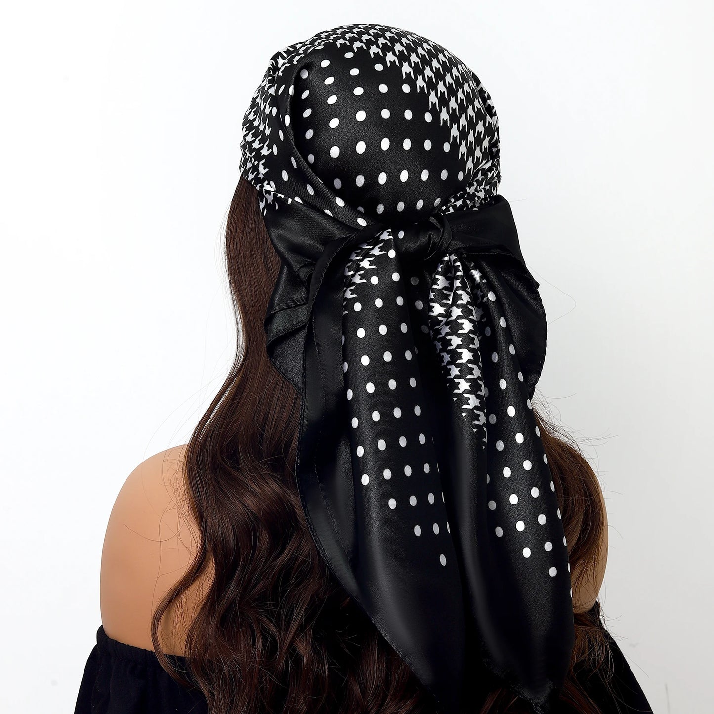 Fashion Square Silk Scarf Women Headband 90*90cm Print Neck Scarfs Office Hair Band Hand Kerchief Female Bandana Headwear