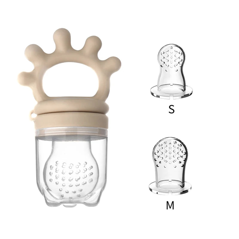 Baby Silicone Fruit Feeder with Cover Baby Mesh Bag Nipple Fresh Food Vegetable Supplement Soother Feeding Teething Pacifier Toy