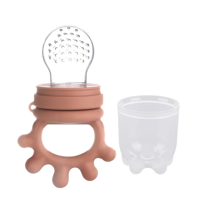 Baby Silicone Fruit Feeder with Cover Baby Mesh Bag Nipple Fresh Food Vegetable Supplement Soother Feeding Teething Pacifier Toy