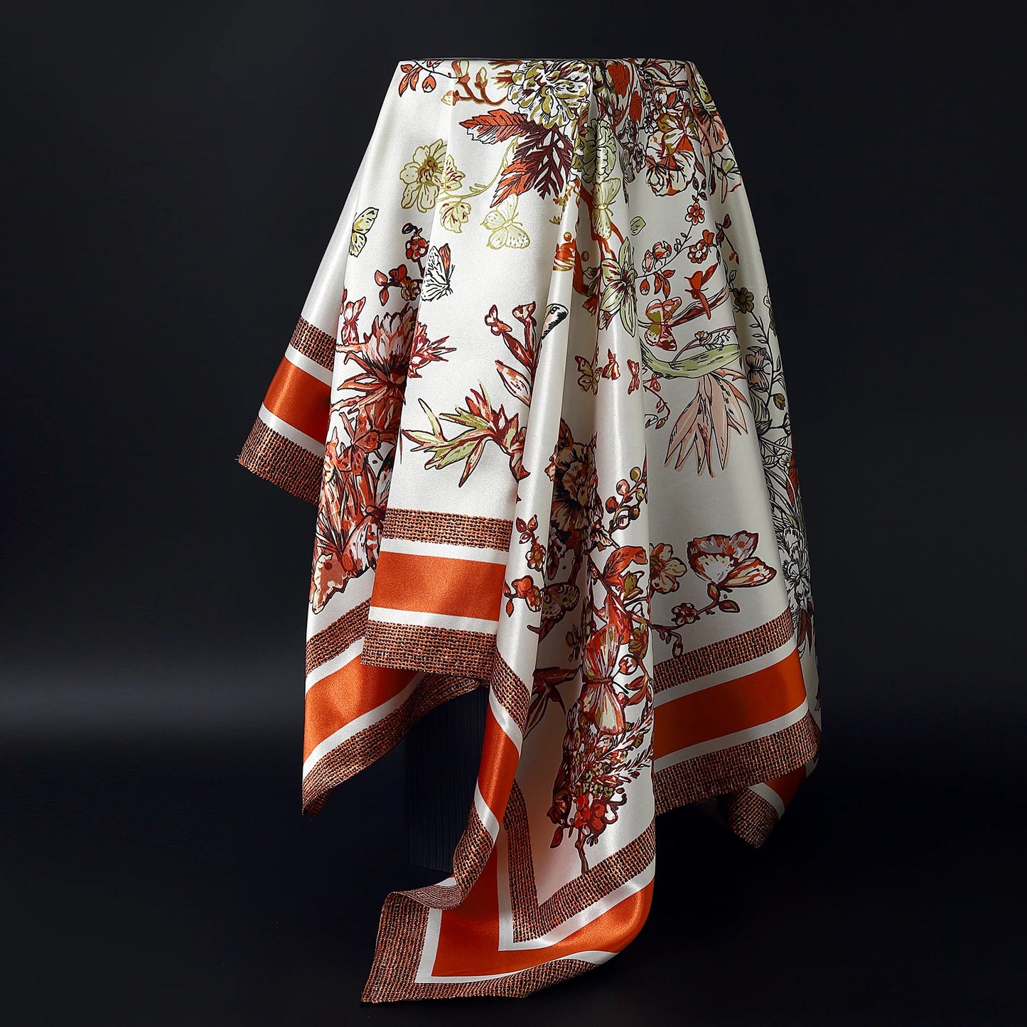 Fashion Square Silk Scarf Women Headband 90*90cm Print Neck Scarfs Office Hair Band Hand Kerchief Female Bandana Headwear