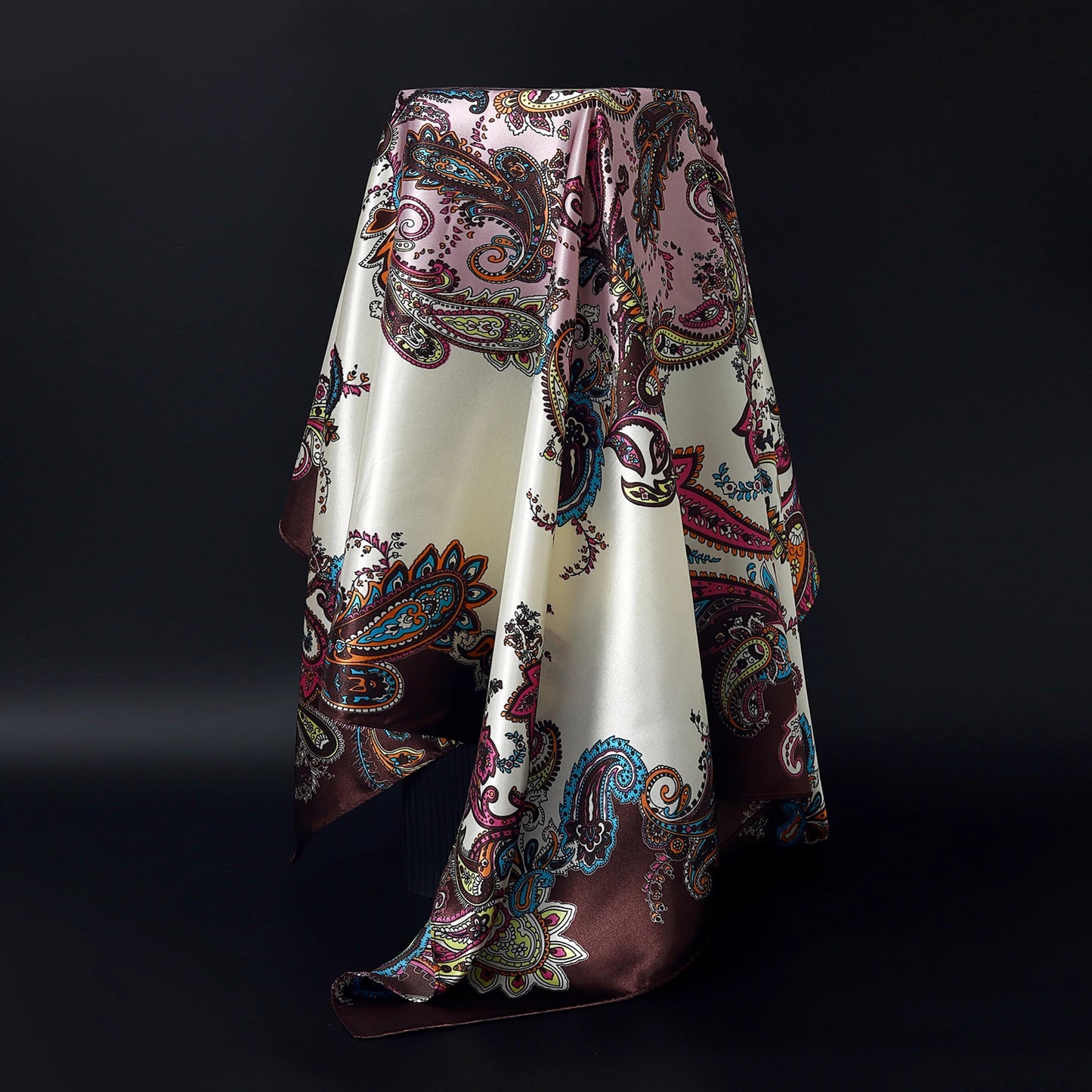 Fashion Square Silk Scarf Women Headband 90*90cm Print Neck Scarfs Office Hair Band Hand Kerchief Female Bandana Headwear