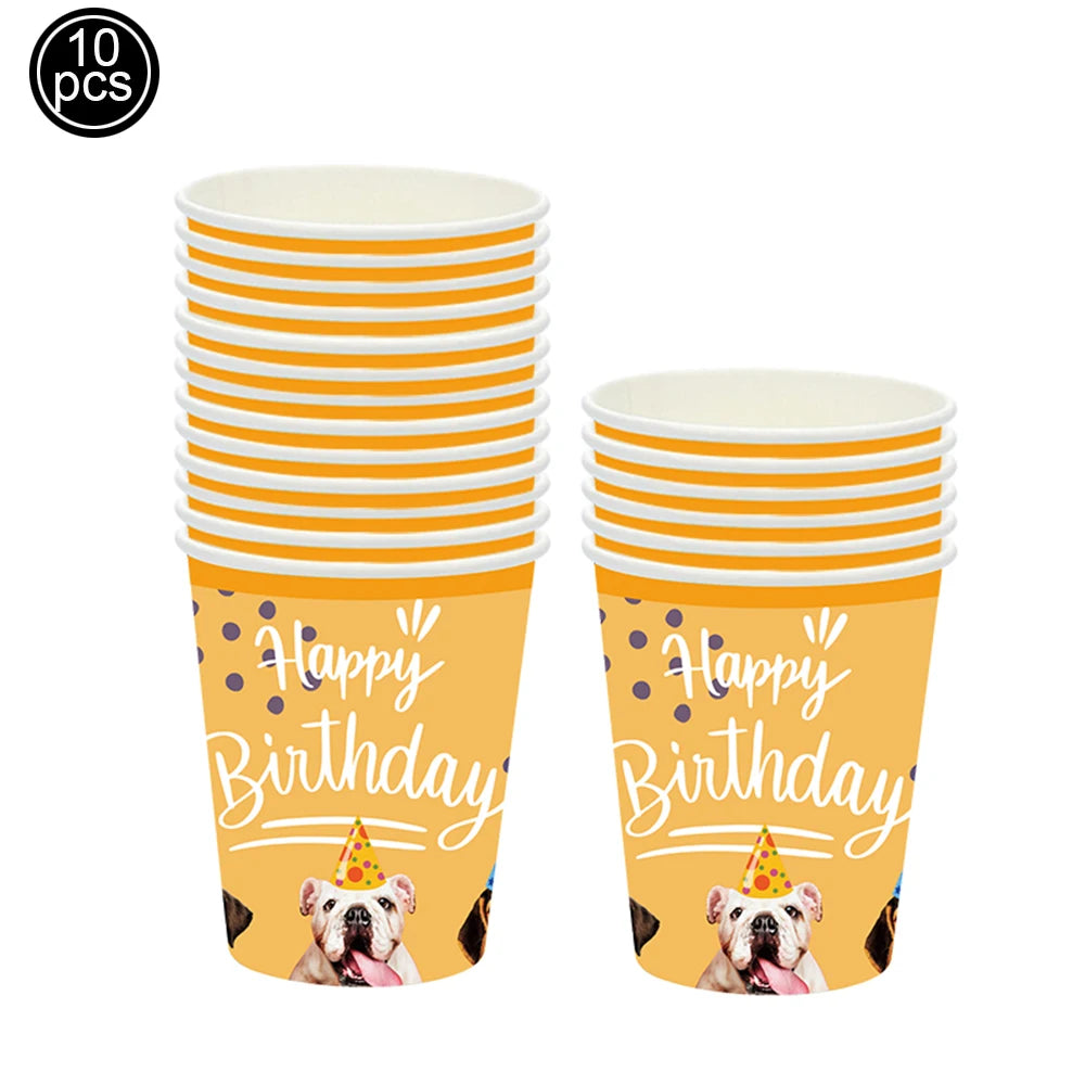 Cartoon Dog Birthday Party Decoration Disposable Dinnerware Cup Plate Napkin Kinves for Dogs Theme Party Supplies Baby Shower