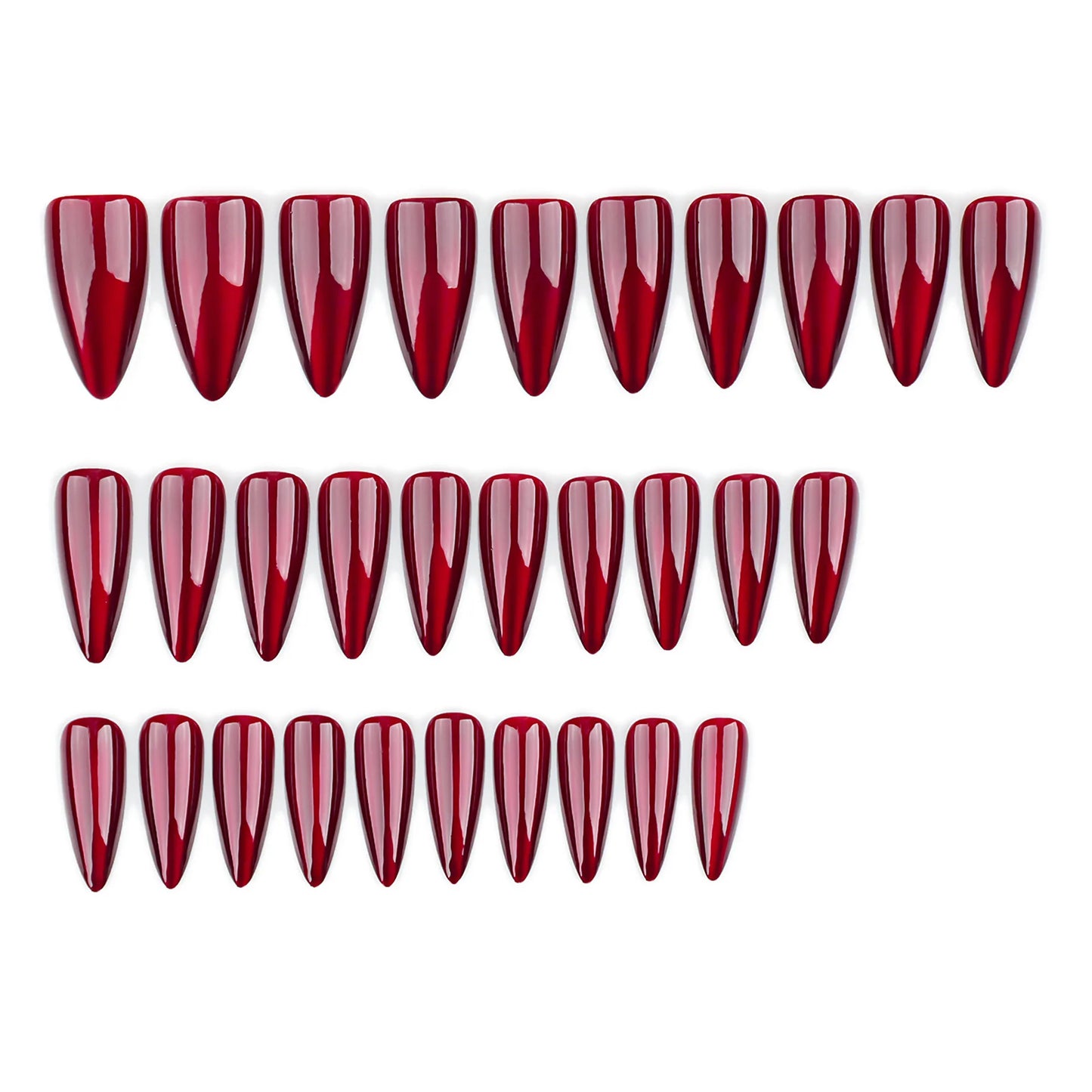 24pcs Long Almond False Nails Red Cat Eye French Ballerina Nails Press on Nails Halloween Fake Nails Detachable Nail Tips