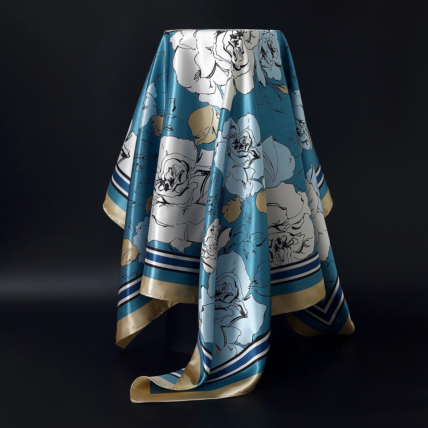 Fashion Square Silk Scarf Women Headband 90*90cm Print Neck Scarfs Office Hair Band Hand Kerchief Female Bandana Headwear