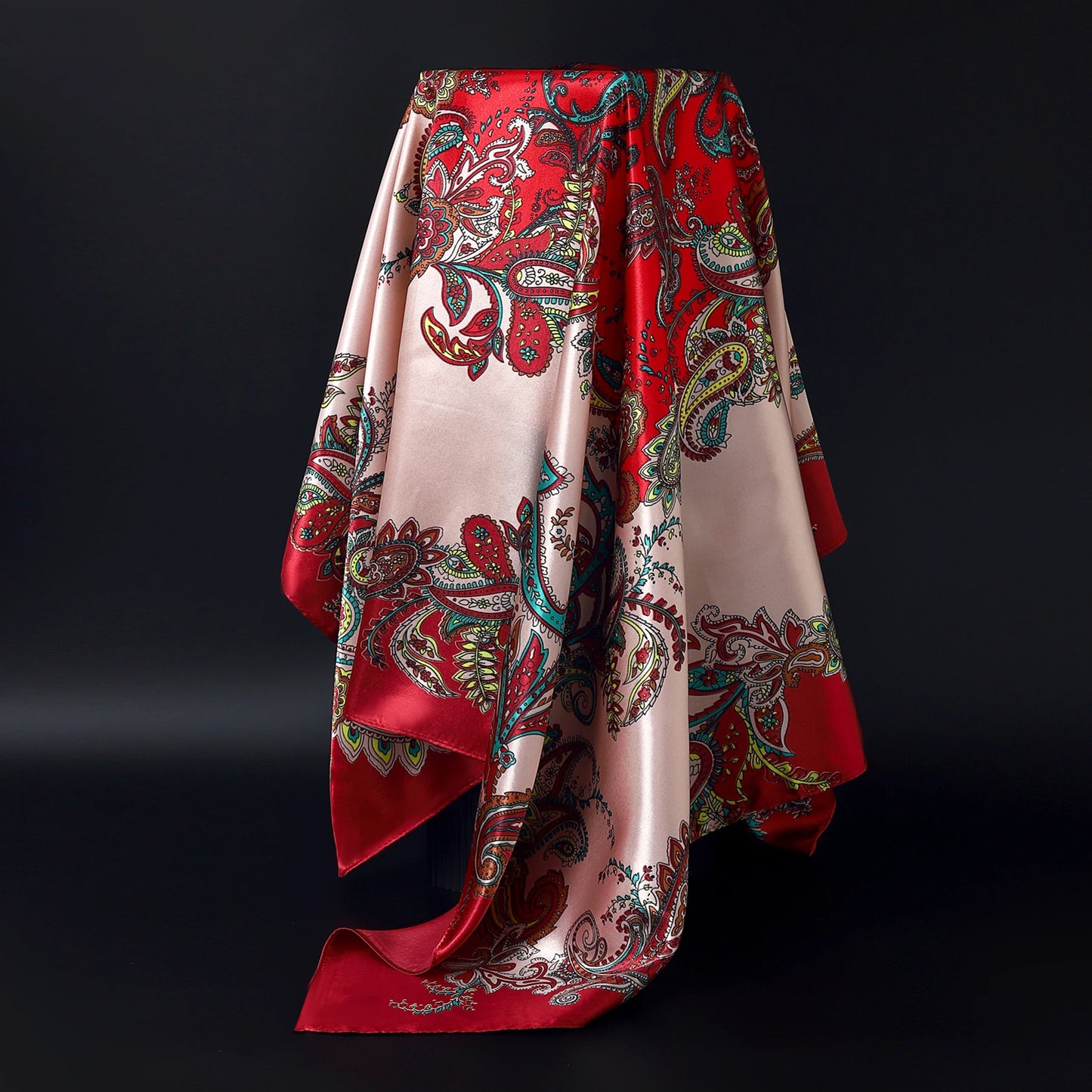 Fashion Square Silk Scarf Women Headband 90*90cm Print Neck Scarfs Office Hair Band Hand Kerchief Female Bandana Headwear