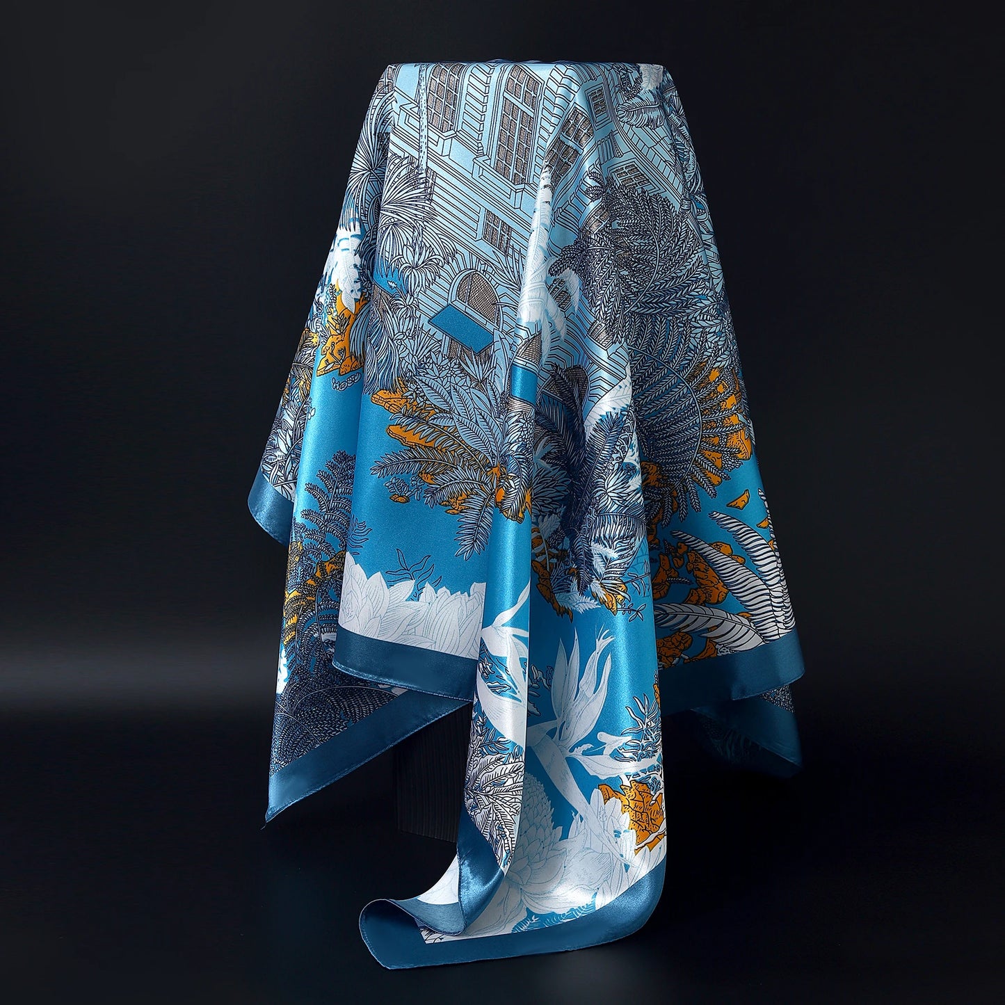 Fashion Square Silk Scarf Women Headband 90*90cm Print Neck Scarfs Office Hair Band Hand Kerchief Female Bandana Headwear