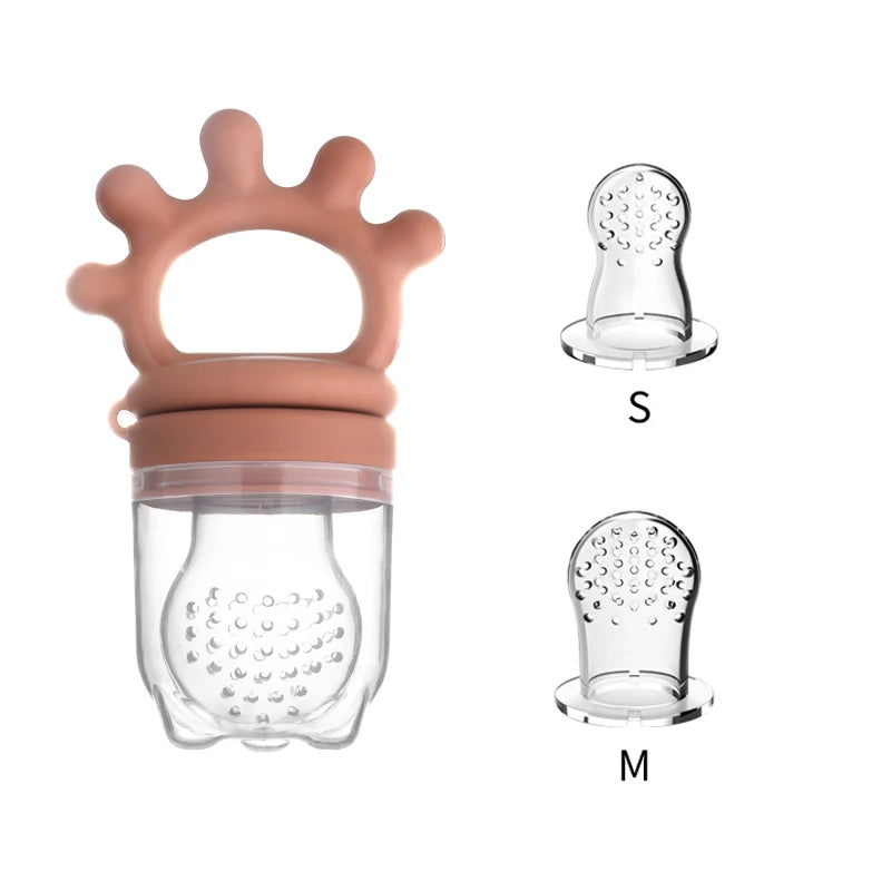 Baby Silicone Fruit Feeder with Cover Baby Mesh Bag Nipple Fresh Food Vegetable Supplement Soother Feeding Teething Pacifier Toy