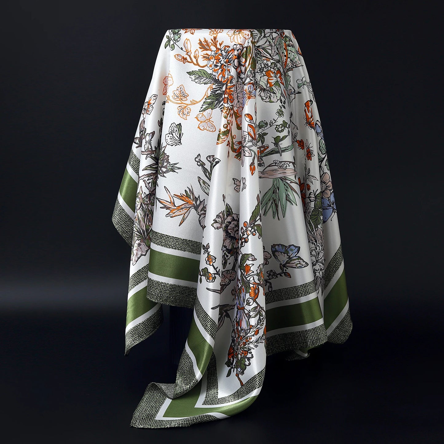 Fashion Square Silk Scarf Women Headband 90*90cm Print Neck Scarfs Office Hair Band Hand Kerchief Female Bandana Headwear