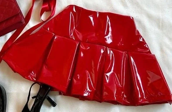 Harajuku Black Y2k Mini Skirt Sets Denim Splicing Leather Two Piece Sets Women Outfits Sexy Girl Gothic Camisole Tops Streetwear