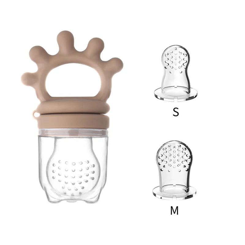 Baby Silicone Fruit Feeder with Cover Baby Mesh Bag Nipple Fresh Food Vegetable Supplement Soother Feeding Teething Pacifier Toy