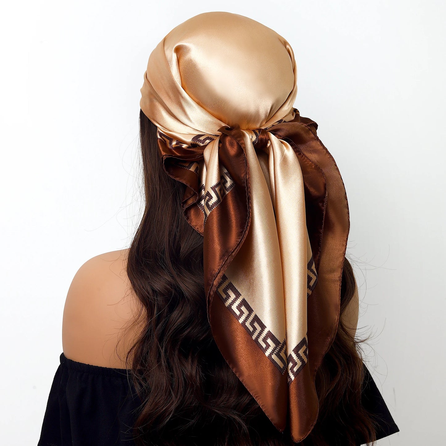 Fashion Square Silk Scarf Women Headband 90*90cm Print Neck Scarfs Office Hair Band Hand Kerchief Female Bandana Headwear