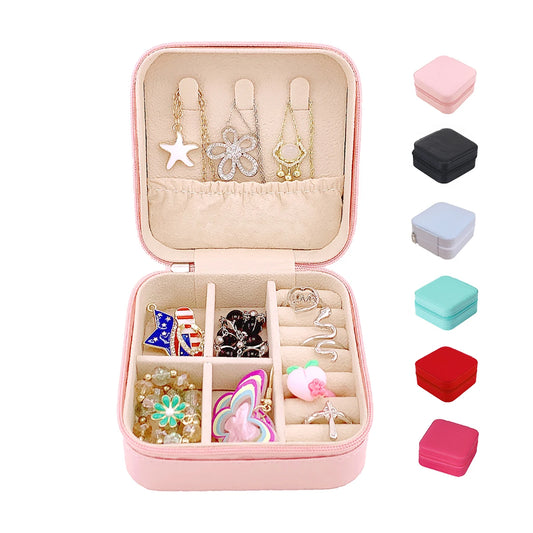 1Pcs Mini Casual Portable Travel Jewelry Storage Box Pu Leather Multifunctional Storage
