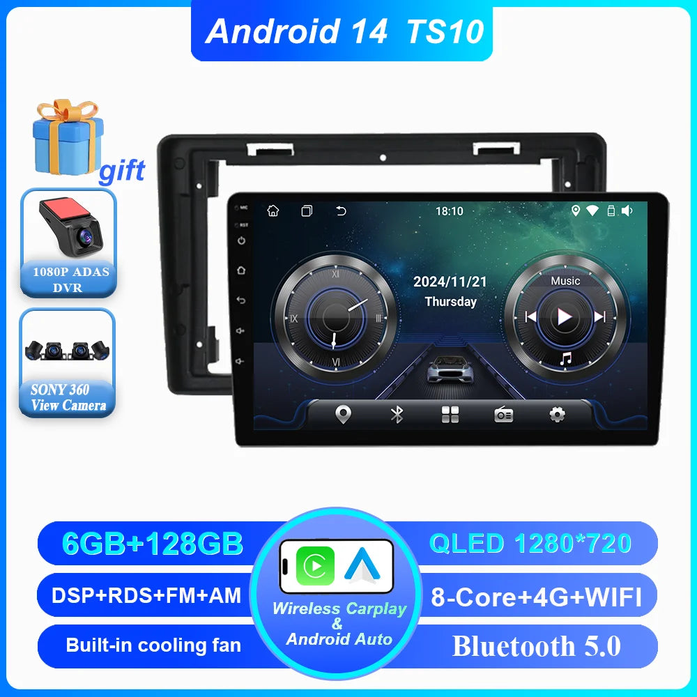 Car DVD Android 14 Radio Stereo For Citroen C2 C3 2001 2002 2003 -2010 Auto Multimedia Player 4G GPS Navigation Bluetooth WIFI