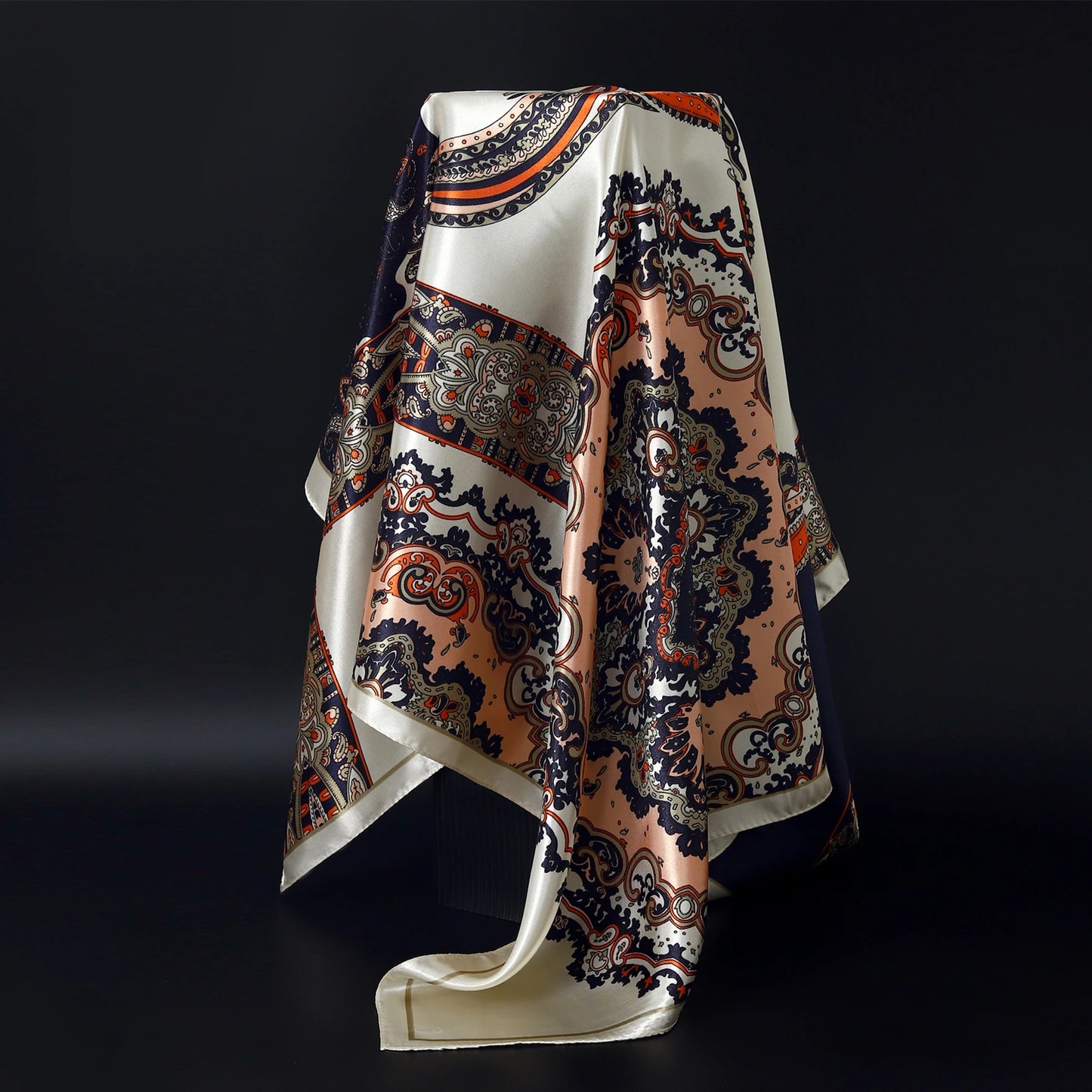 Fashion Square Silk Scarf Women Headband 90*90cm Print Neck Scarfs Office Hair Band Hand Kerchief Female Bandana Headwear