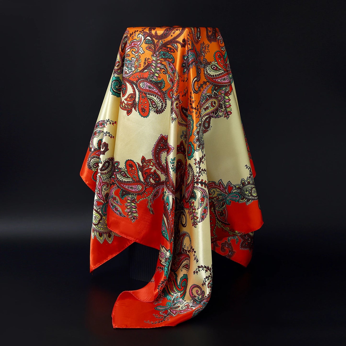 Fashion Square Silk Scarf Women Headband 90*90cm Print Neck Scarfs Office Hair Band Hand Kerchief Female Bandana Headwear